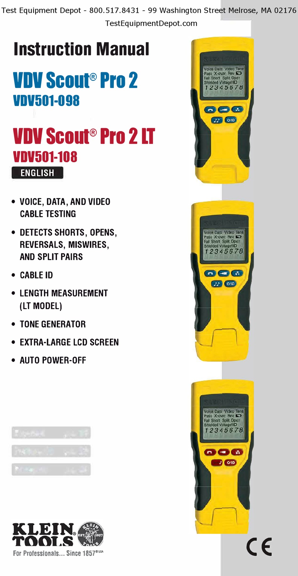 KLEIN TOOLS VDV SCOUT PRO 2 INSTRUCTION MANUAL Pdf Download