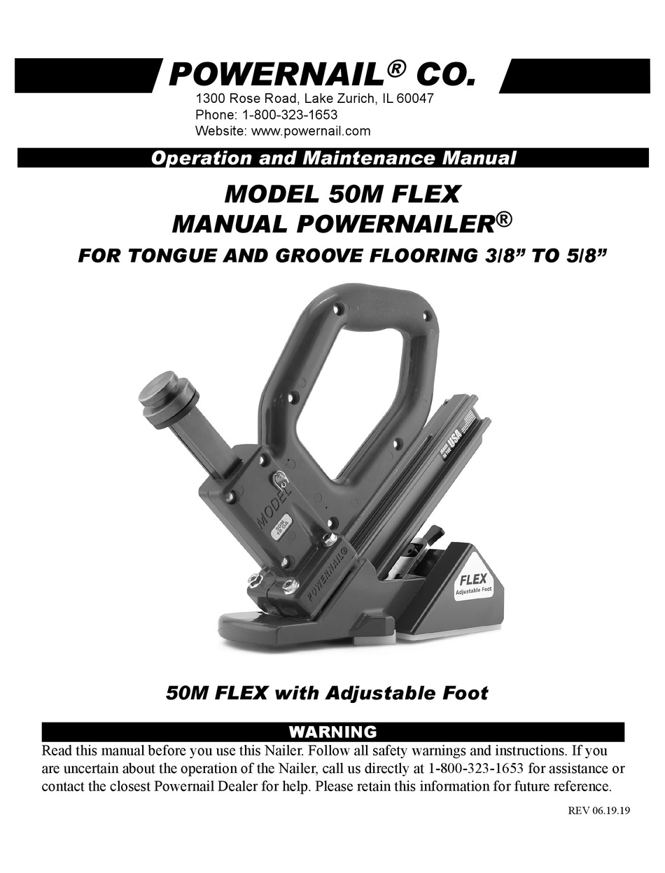 POWERNAIL POWERNAILER 50M FLEX OPERATION AND MAINTENANCE MANUAL Pdf