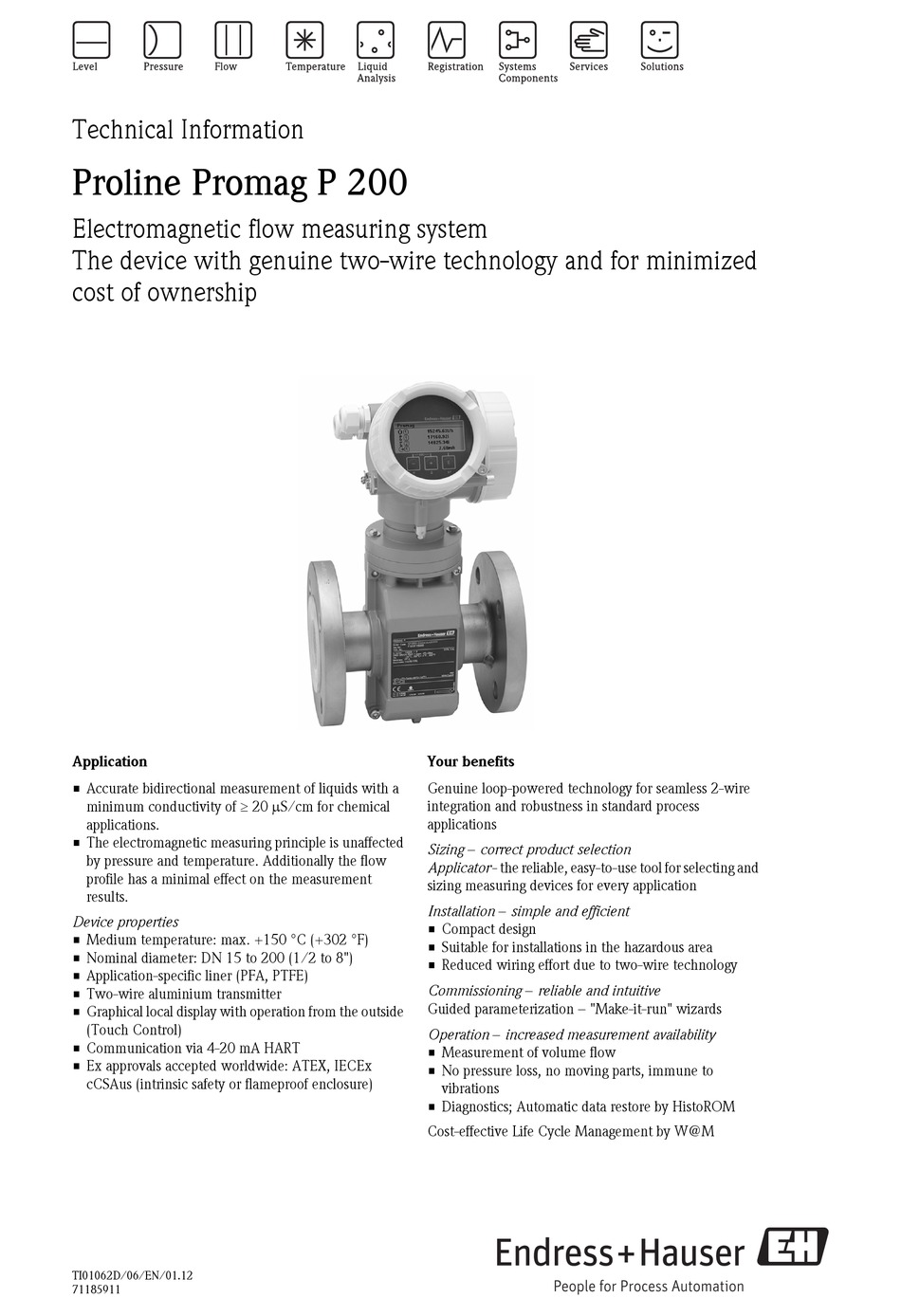 ENDRESS+HAUSER PROLINE PROMAG P 200 TECHNICAL INFORMATION Pdf Download