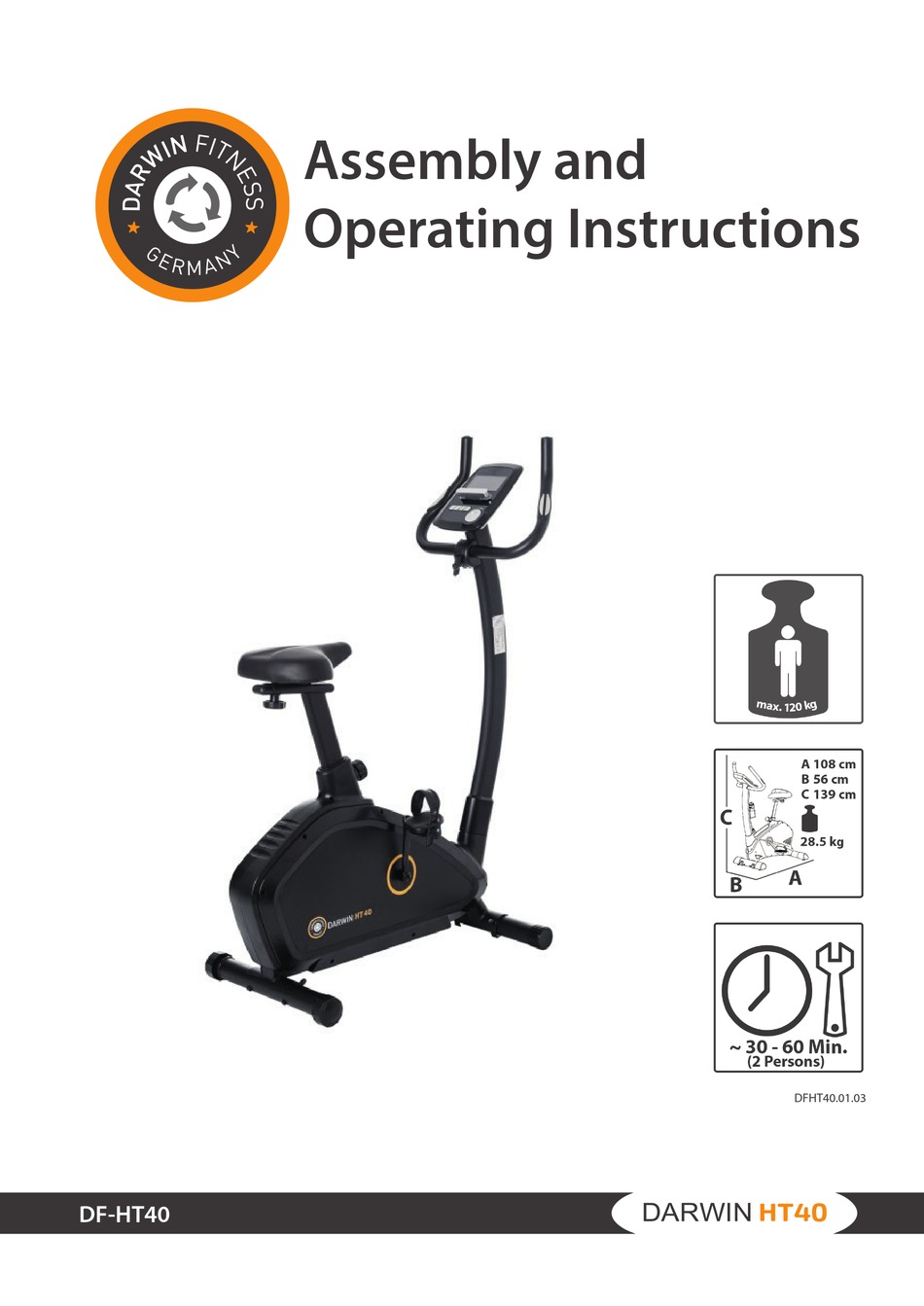 DARWIN FITNESS HT40 ASSEMBLY AND OPERATING INSTRUCTIONS MANUAL Pdf ...