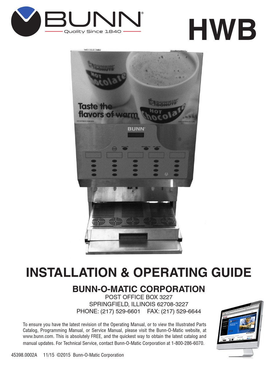 BUNN HWB INSTALLATION & OPERATING MANUAL Pdf Download | ManualsLib
