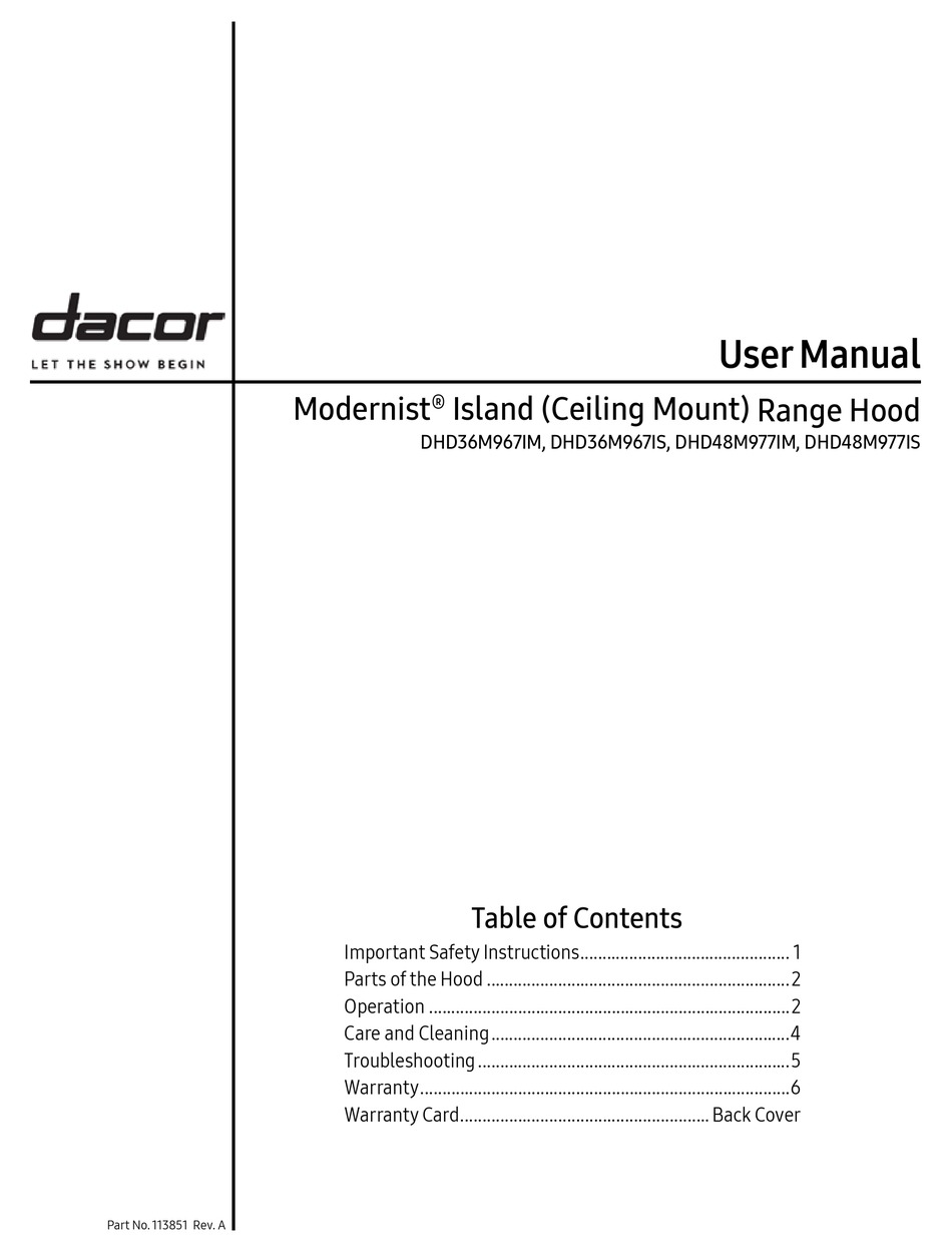 DACOR MODERNIST DHD36M967IM USER MANUAL Pdf Download ManualsLib   Dacor Modernist Dhd36m967im 