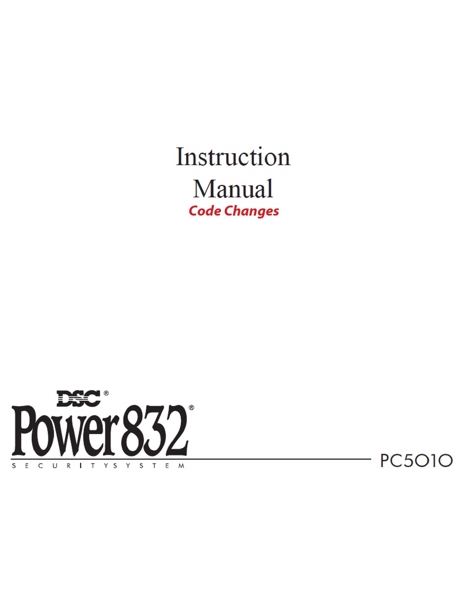 DSC POWER 832 PC5010 INSTRUCTION MANUAL Pdf Download | ManualsLib
