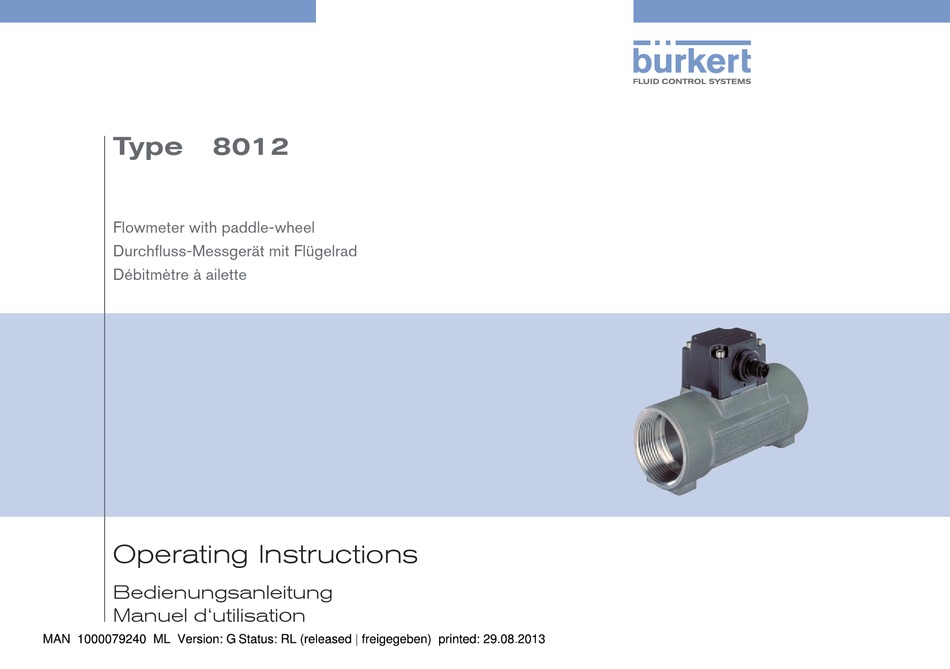 BURKERT 8012 OPERATING INSTRUCTIONS MANUAL Pdf Download ManualsLib