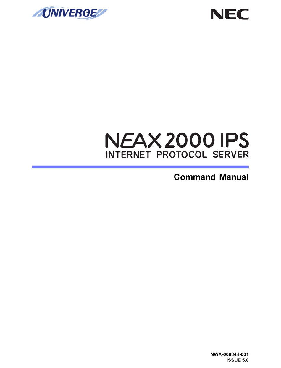 Nec Univerge Neax 00 Ips Command Manual Pdf Download Manualslib