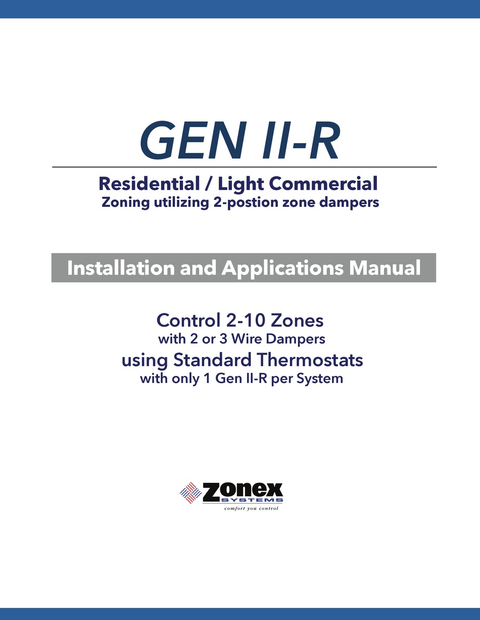 ZONEX GEN IIR INSTALLATION AND APPLICATION MANUAL Pdf Download