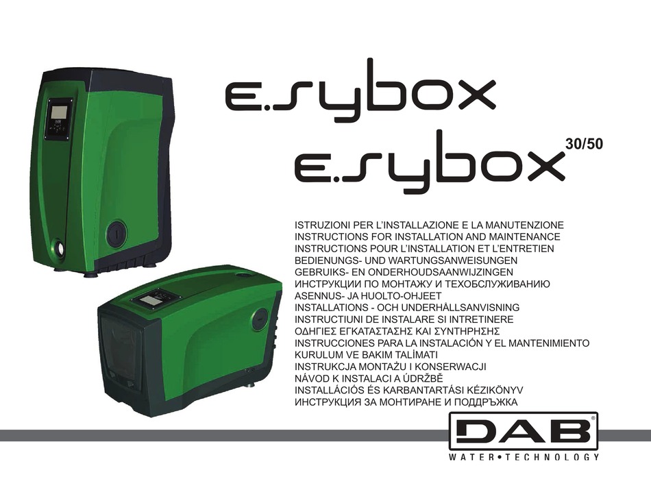 DAB E.SYBOX 30 INSTRUCTION FOR INSTALLATION AND MAINTENANCE Pdf ...