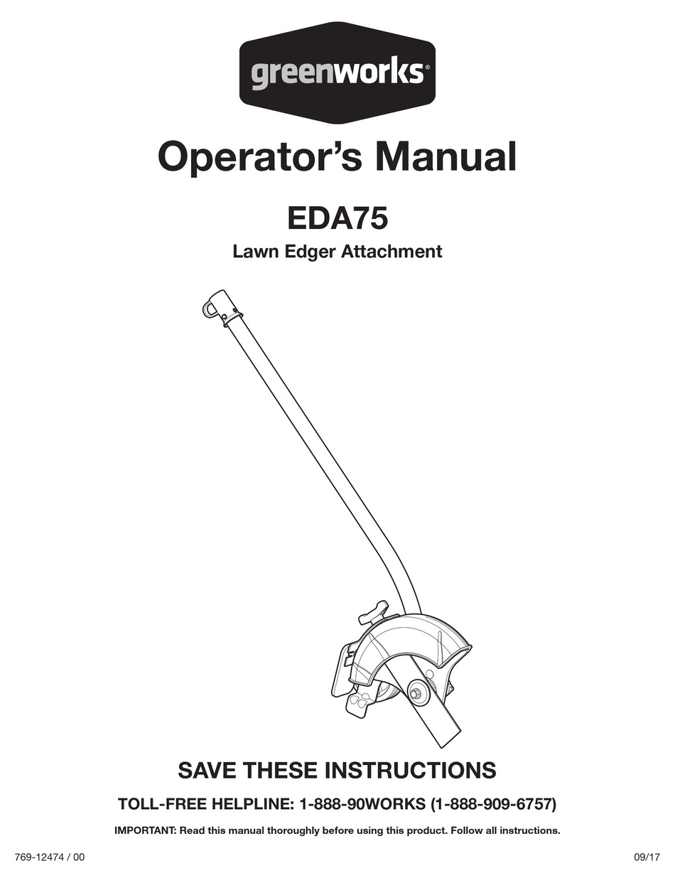 GREENWORKS EDA75 OPERATOR'S MANUAL Pdf Download ManualsLib