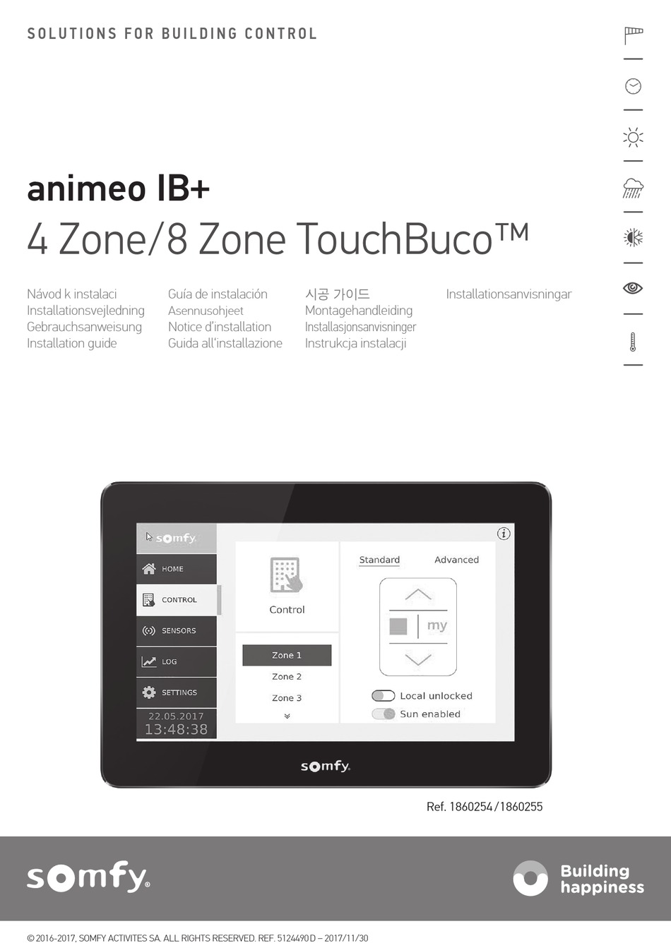 Somfy Animeo Ib Touchbuco 1860254 Installation Manual Pdf Download Manualslib