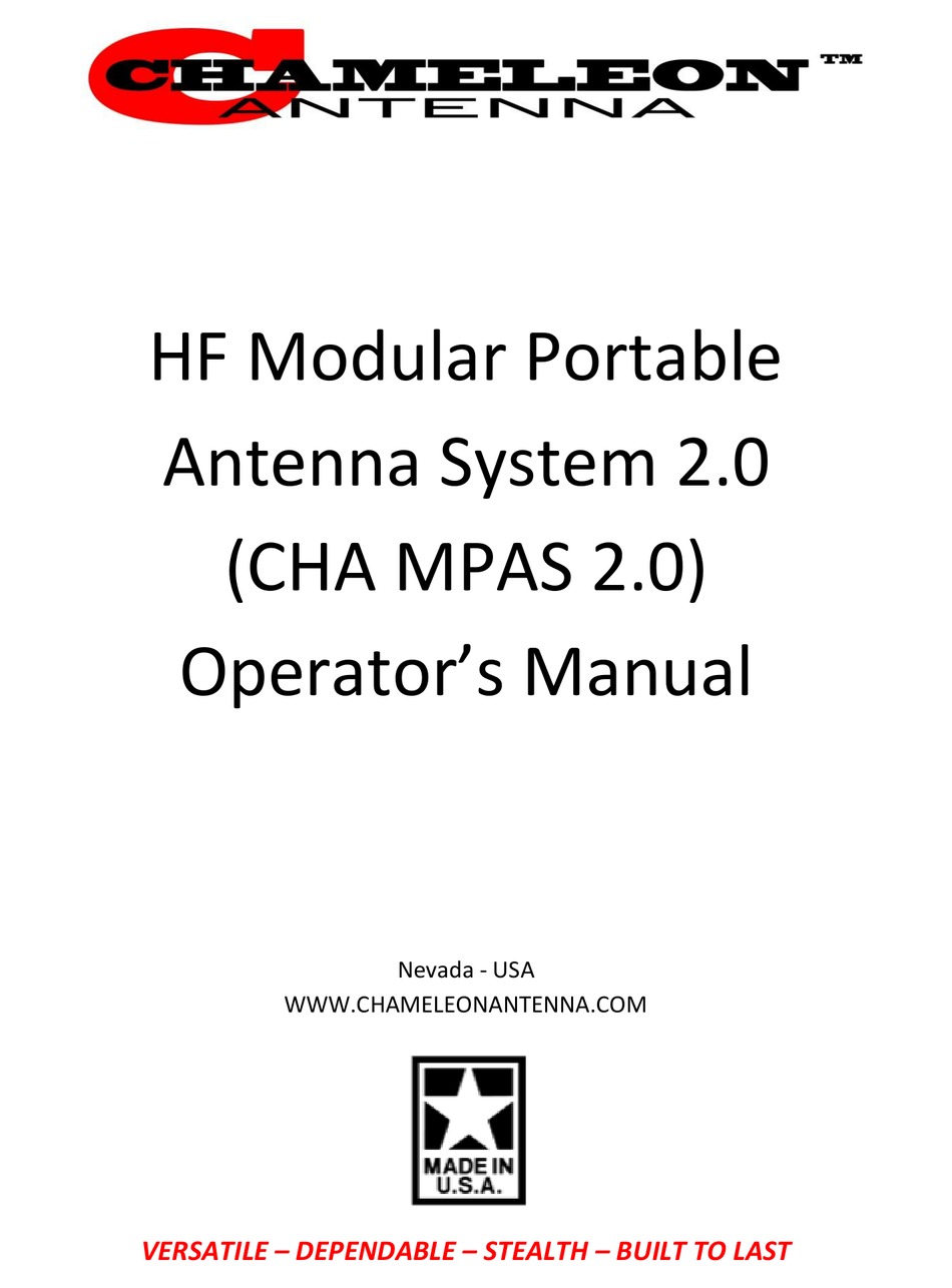 CHAMELEON ANTENNA CHA MPAS 2.0 OPERATOR S MANUAL Pdf Download