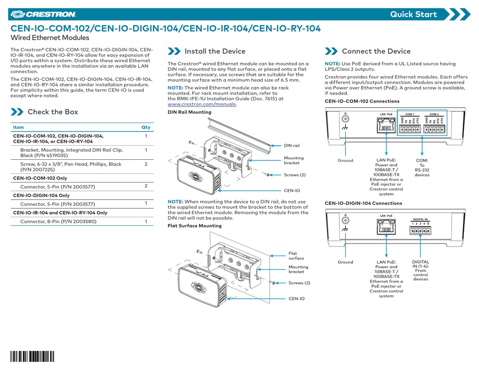 CRESTRON QUICK START Pdf Download ManualsLib
