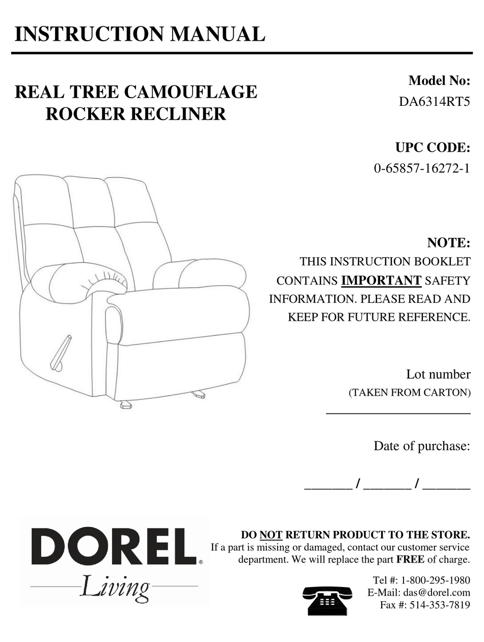 DOREL LIVING DA6314RT5 INSTRUCTION MANUAL Pdf Download | ManualsLib