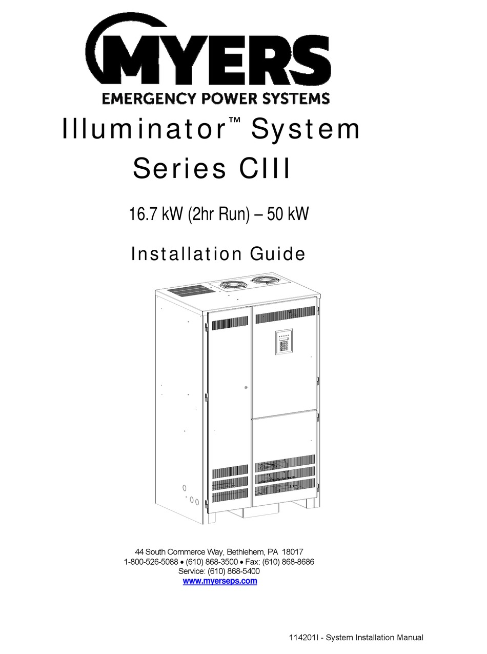 MYERS ILLUMINATOR SYSTEM CIII SERIES INSTALLATION MANUAL Pdf Download