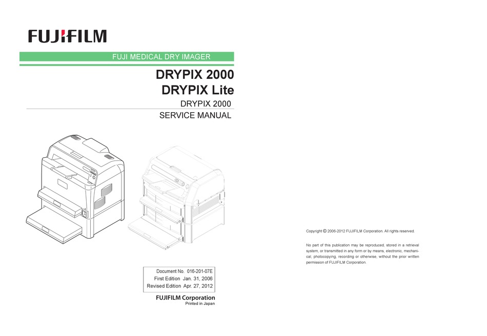 Fujifilm Drypix 2000 Service Manual Pdf Download Manualslib