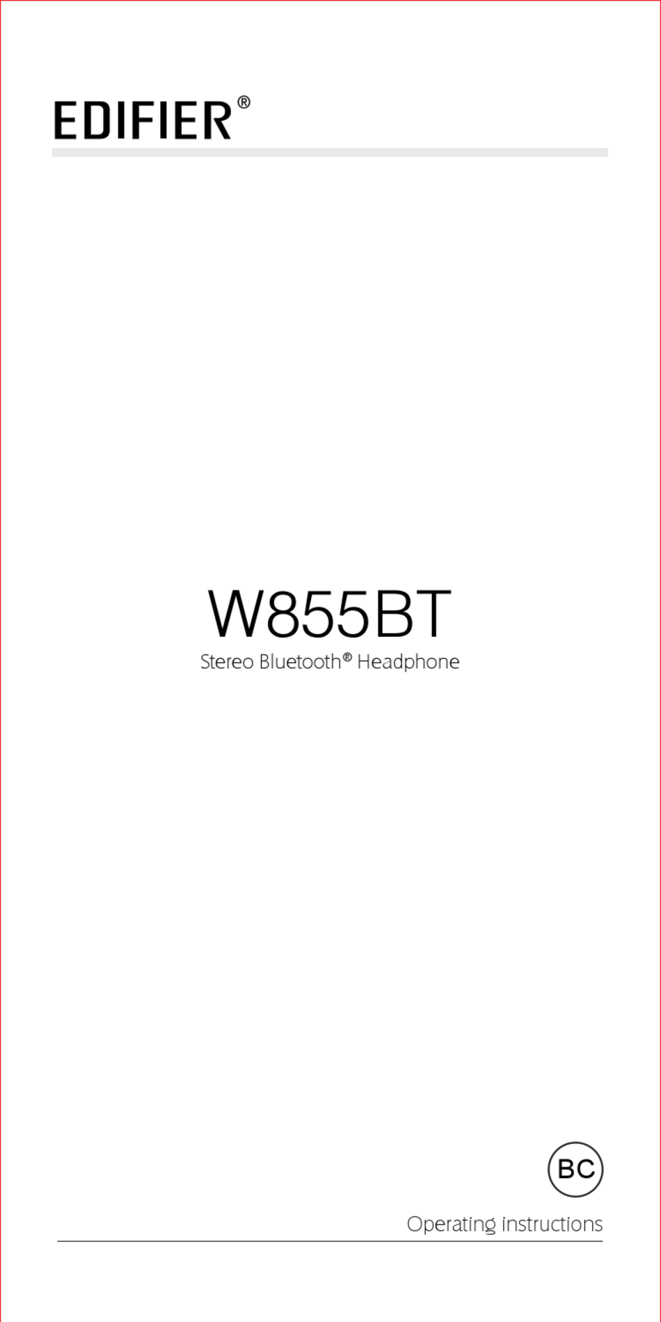 EDIFIER W855BT OPERATING INSTRUCTIONS MANUAL Pdf Download | ManualsLib