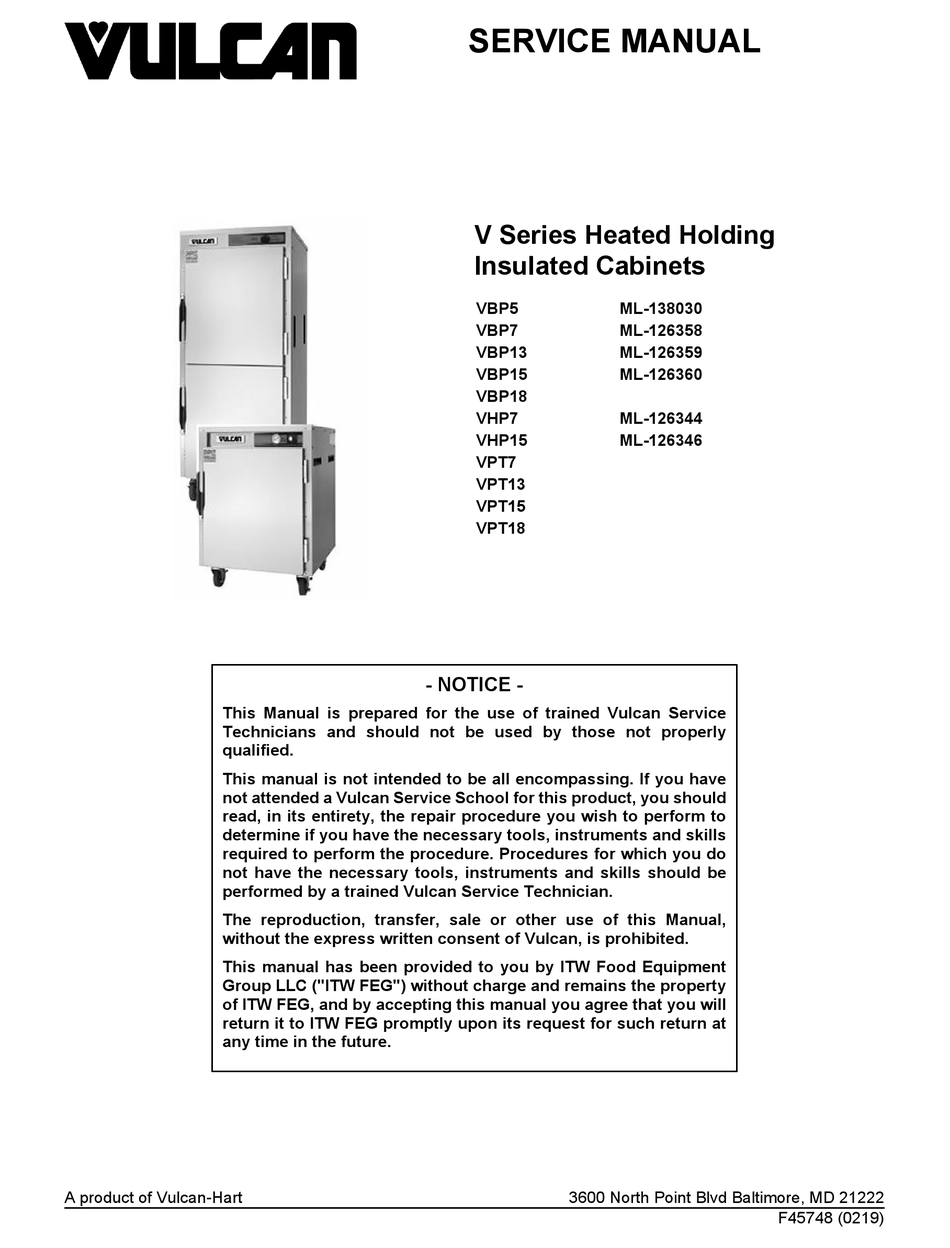 Vulcan Hart Vbp5 Service Manual Pdf Download Manualslib