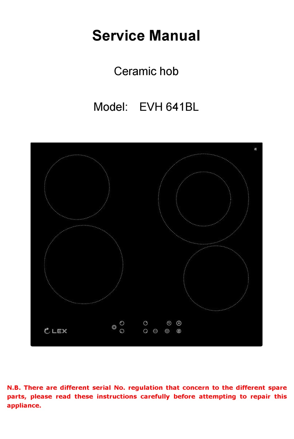 LEX EVH 641BL SERVICE MANUAL Pdf Download | ManualsLib