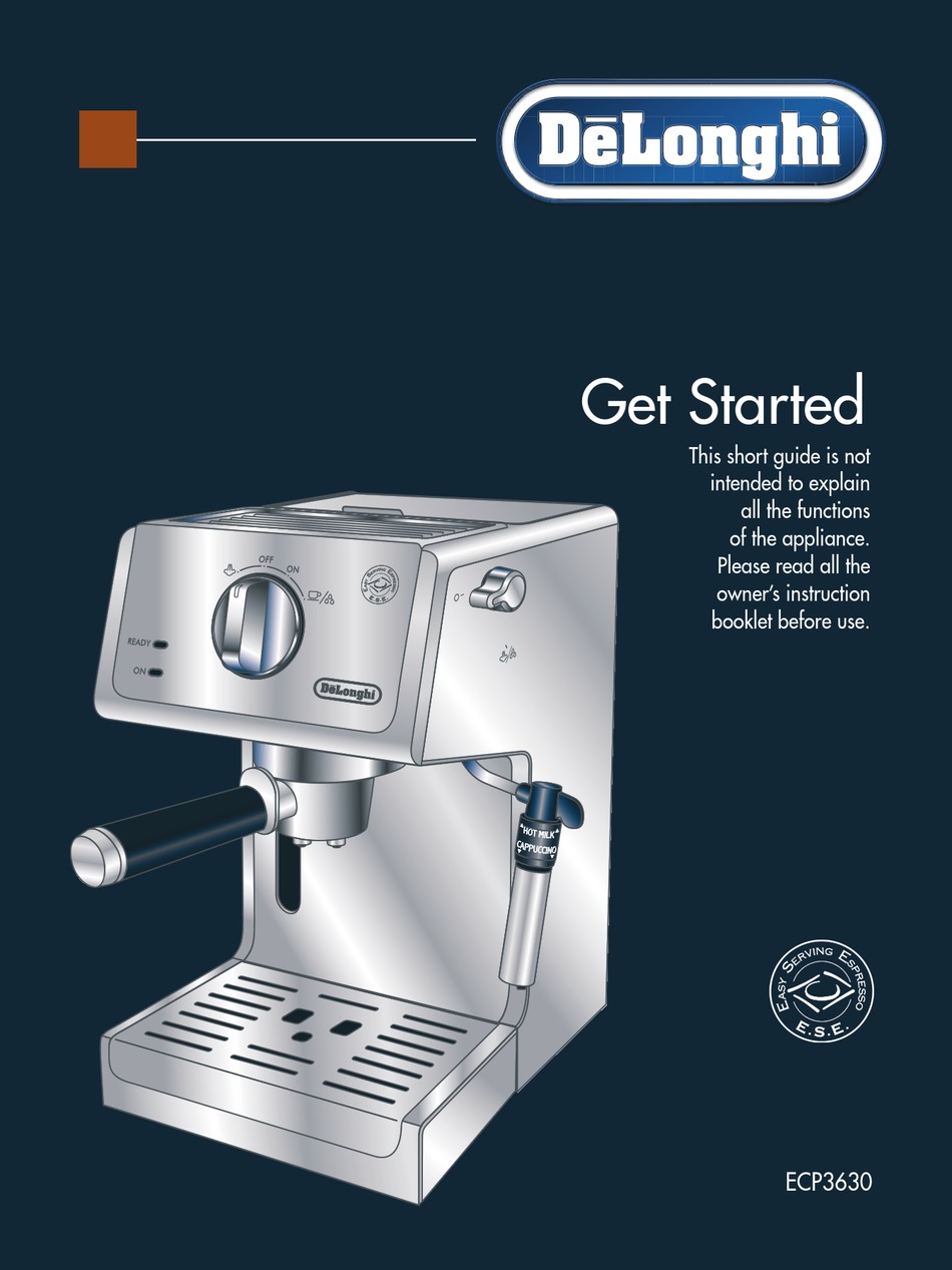 Delonghi Ecp3630 Get Started Pdf Download Manualslib