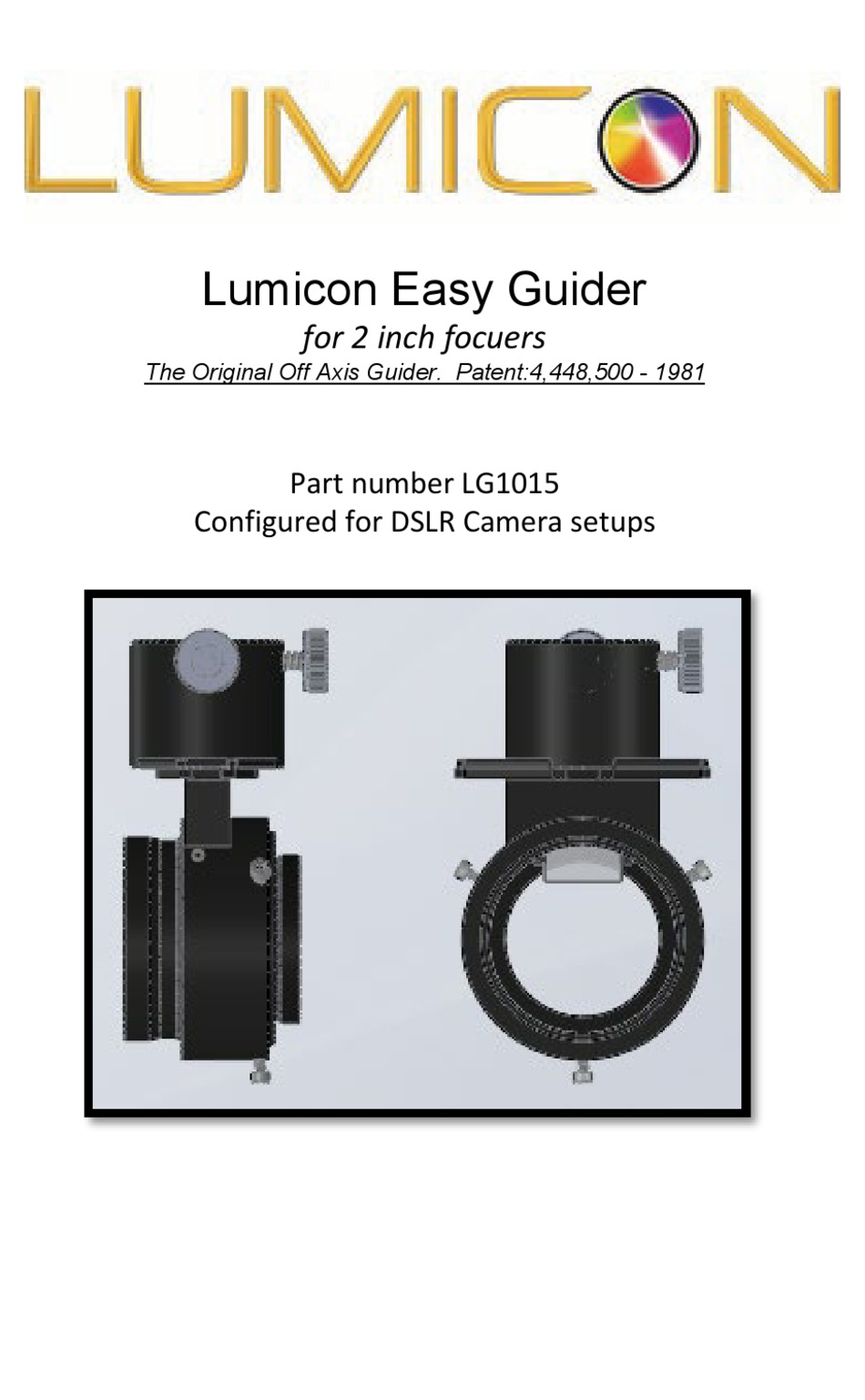 LUMICON EASY GUIDER LG1015 MANUAL Pdf Download ManualsLib