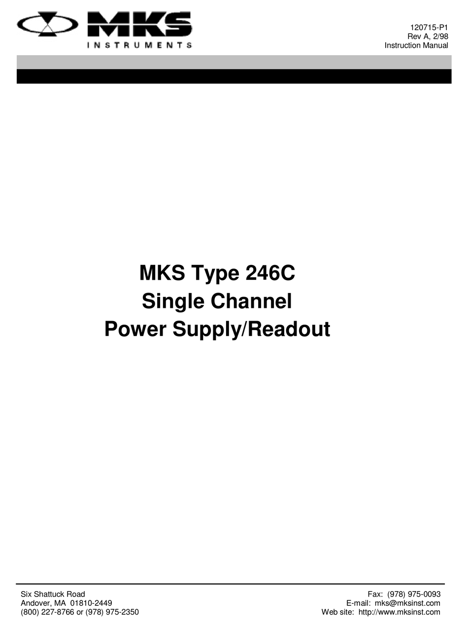 PN MKS Type 247C Instruction Manual 195-110354A-7/87< 
