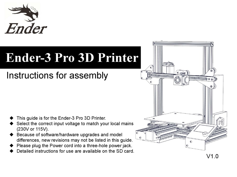 CREALITY3D ENDER-3 PRO INSTRUCTIONS FOR ASSEMBLY Pdf Download | ManualsLib