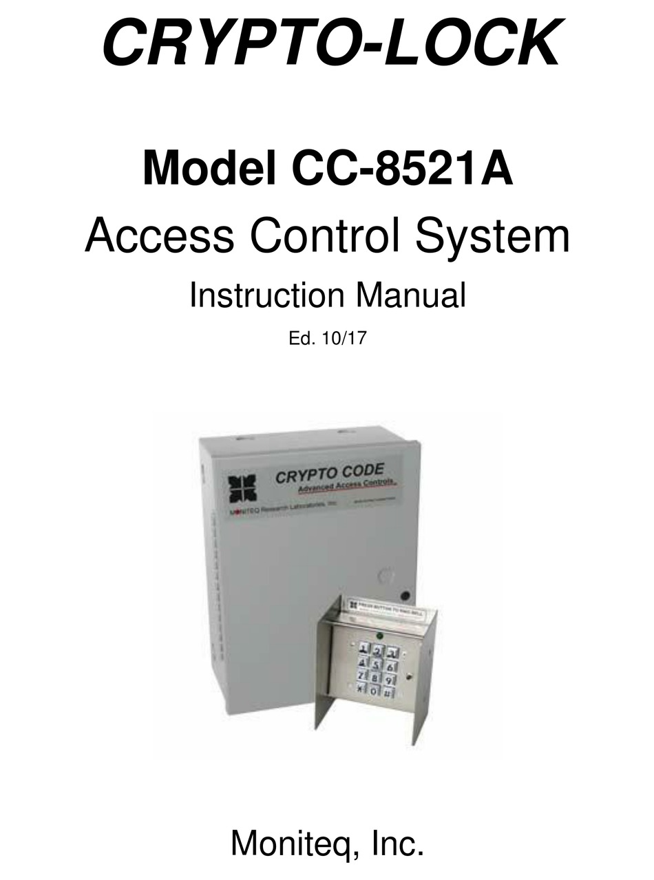 MONITEQ CRYPTO-LOCK CC-8521A INSTRUCTION MANUAL Pdf Download | ManualsLib