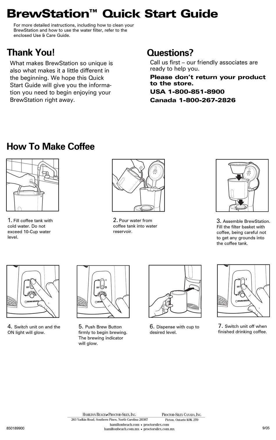 HAMILTON BEACH BREWSTATION QUICK START MANUAL Pdf Download ManualsLib