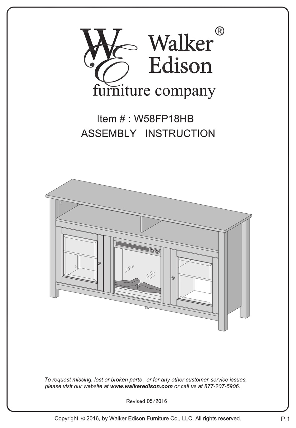 WALKER EDISON W58FP18HB ASSEMBLY INSTRUCTION MANUAL Pdf Download