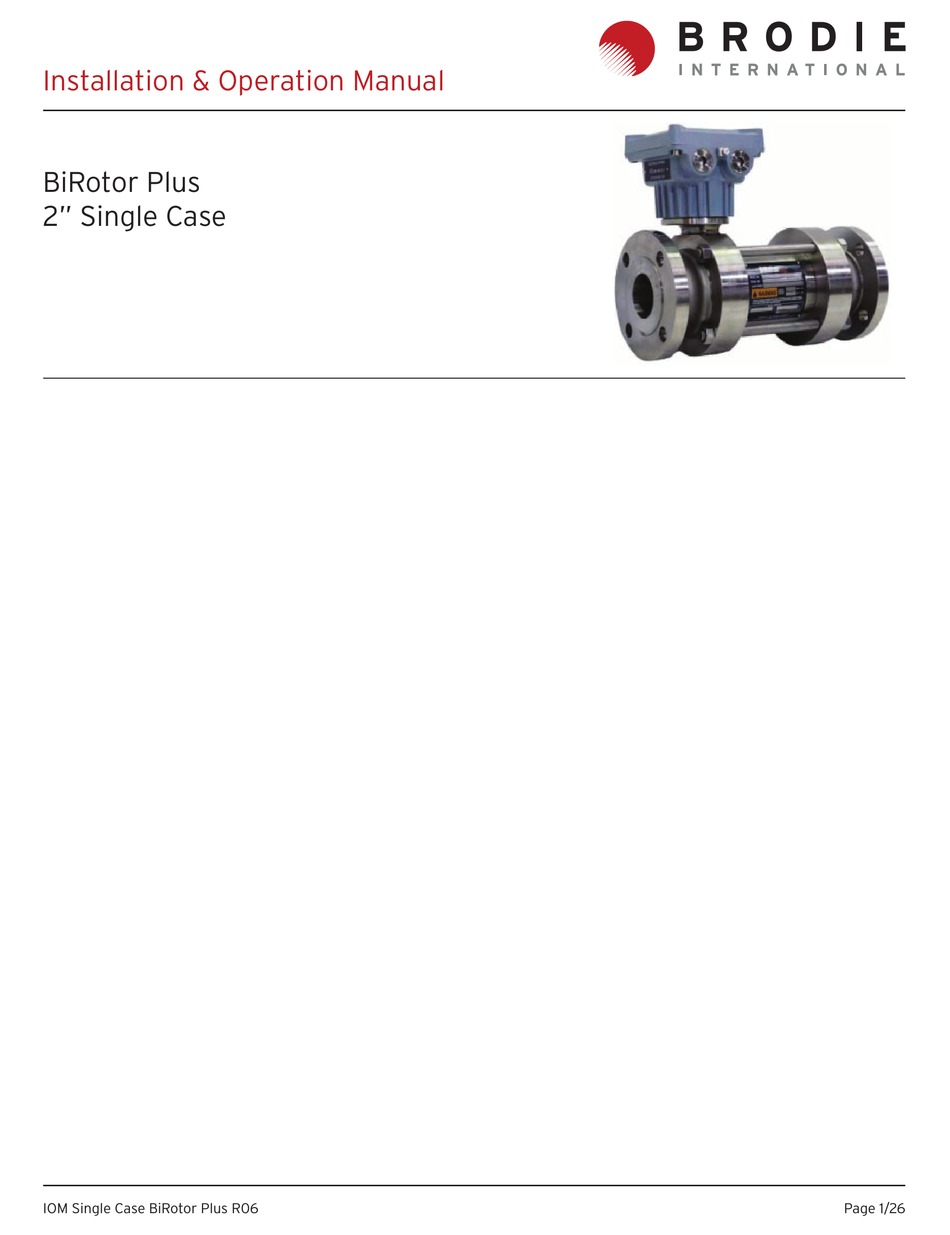 Parts List Brodie BiRotor Plus Installation Operation Manual