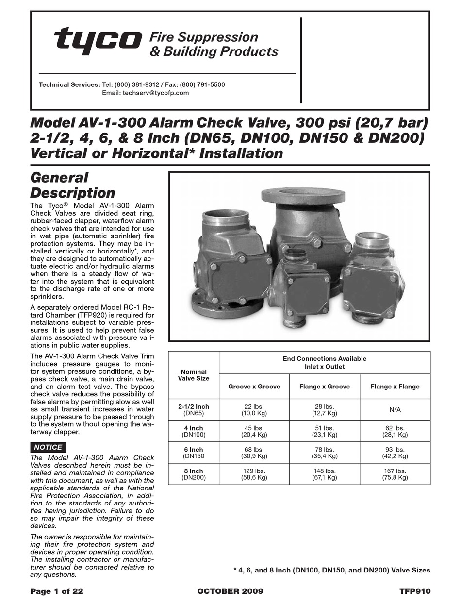TYCO AV-1-300 MANUAL Pdf Download | ManualsLib