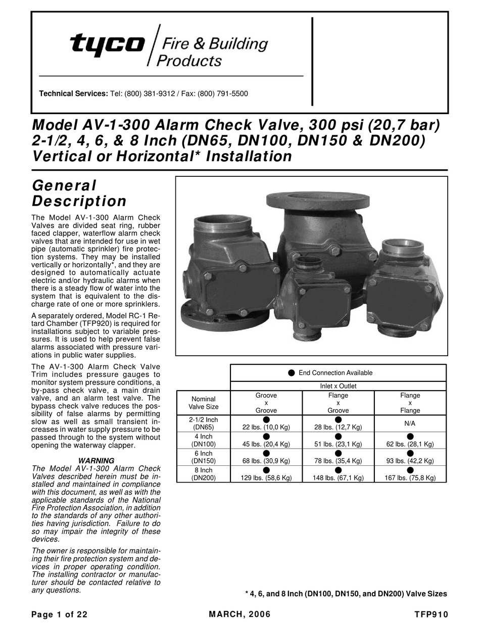 TYCO AV-1-300 MANUAL Pdf Download | ManualsLib