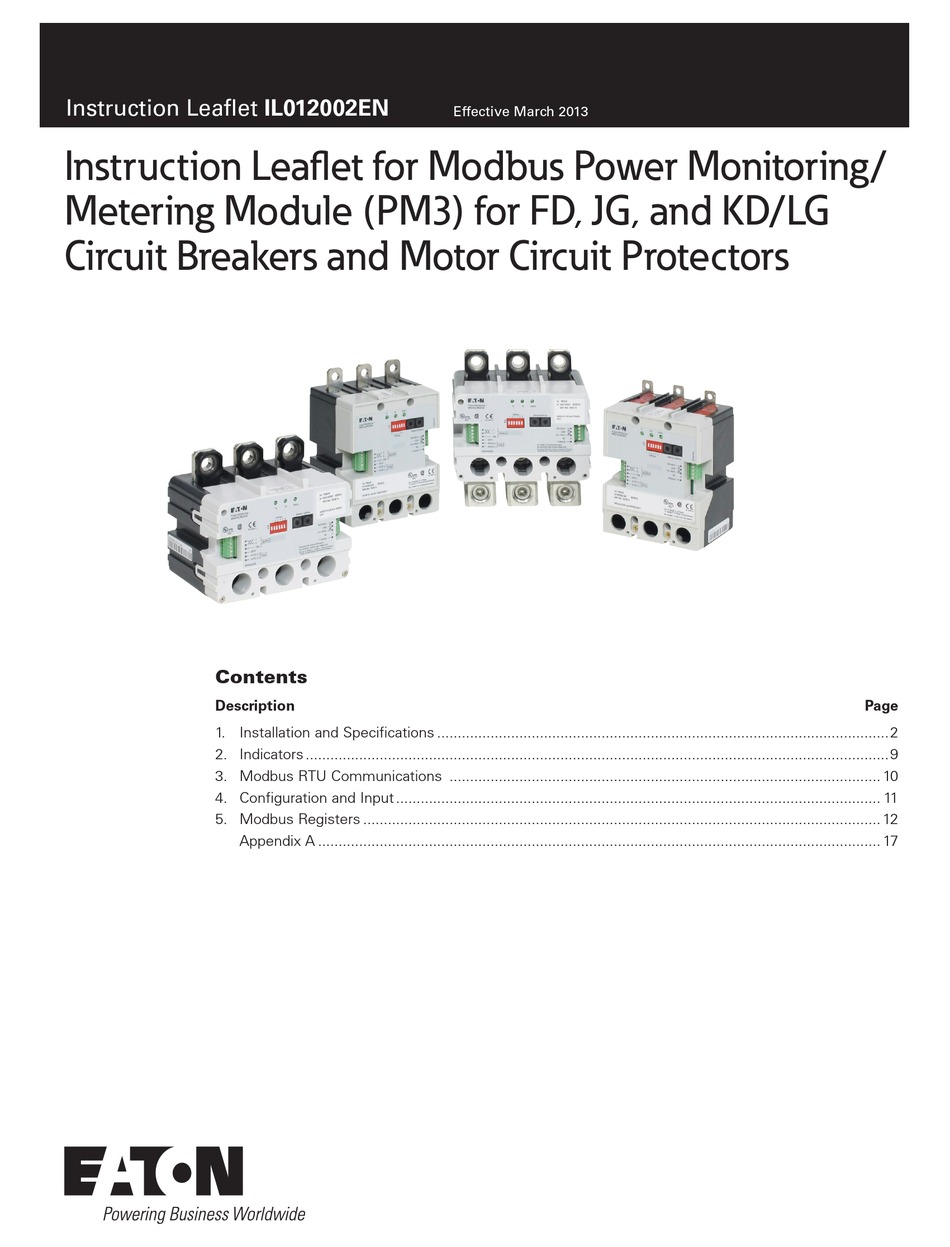 Eaton Pm3 Instruction Leaflet Pdf Download Manualslib