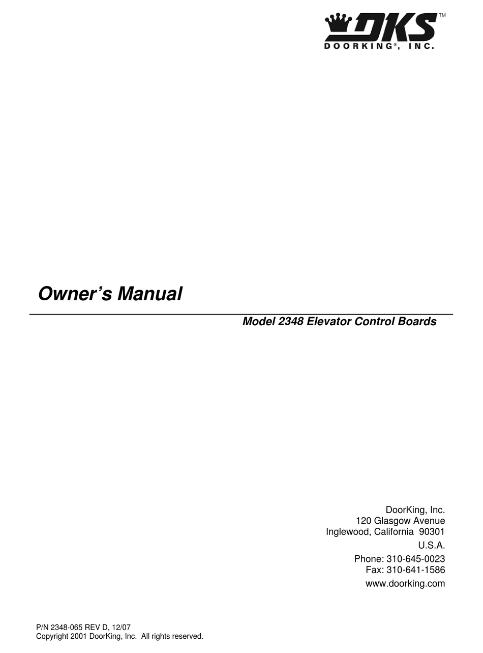 DOORKING 2348 OWNER'S MANUAL Pdf Download ManualsLib