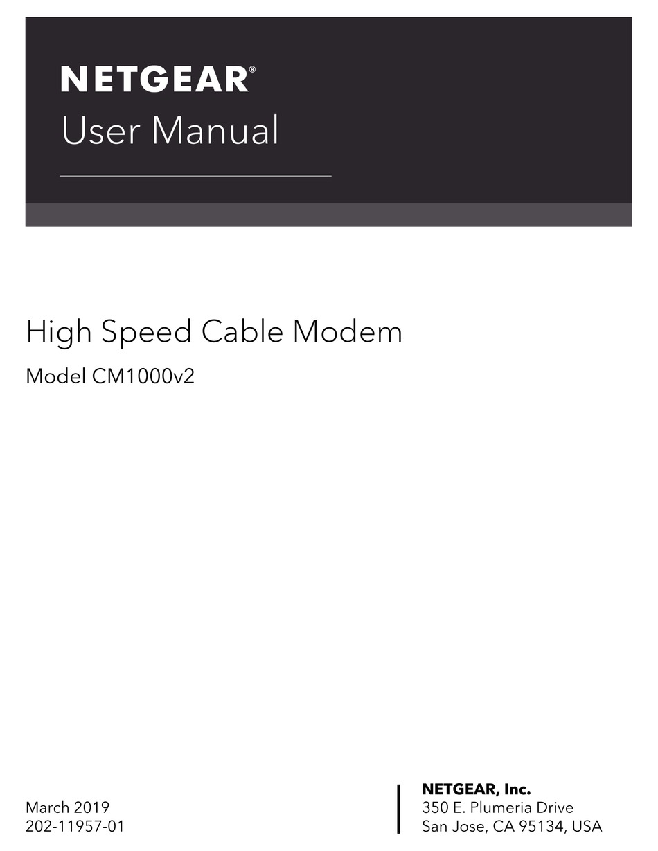 Netgear Cm1000v2 User Manual Pdf Download Manualslib