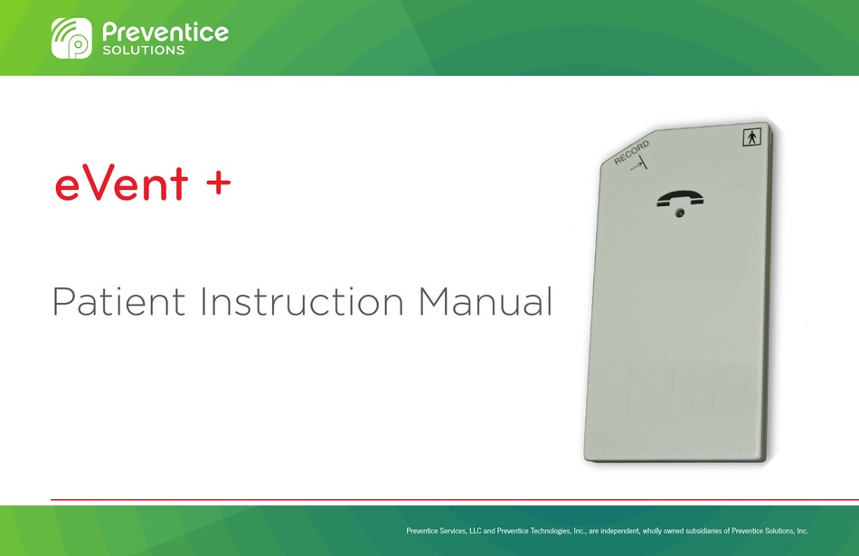 PREVENTICE SOLUTIONS EVENT + PATIENT INSTRUCTION MANUAL Pdf Download