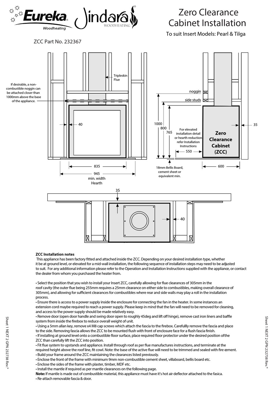 EUREKA JINDARA INSTALLATION NOTES Pdf Download | ManualsLib