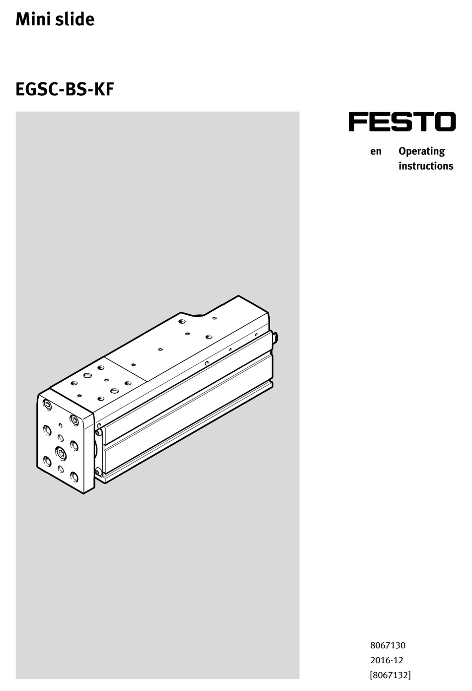 FESTO EGSC-BS-KF OPERATING INSTRUCTIONS MANUAL Pdf Download | ManualsLib