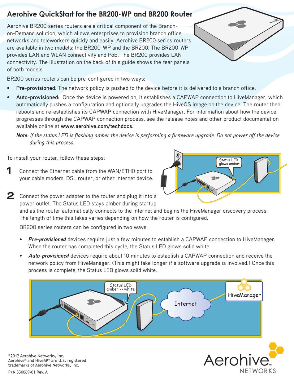 AEROHIVE NETWORKS BR200 SERIES QUICK START Pdf Download | ManualsLib