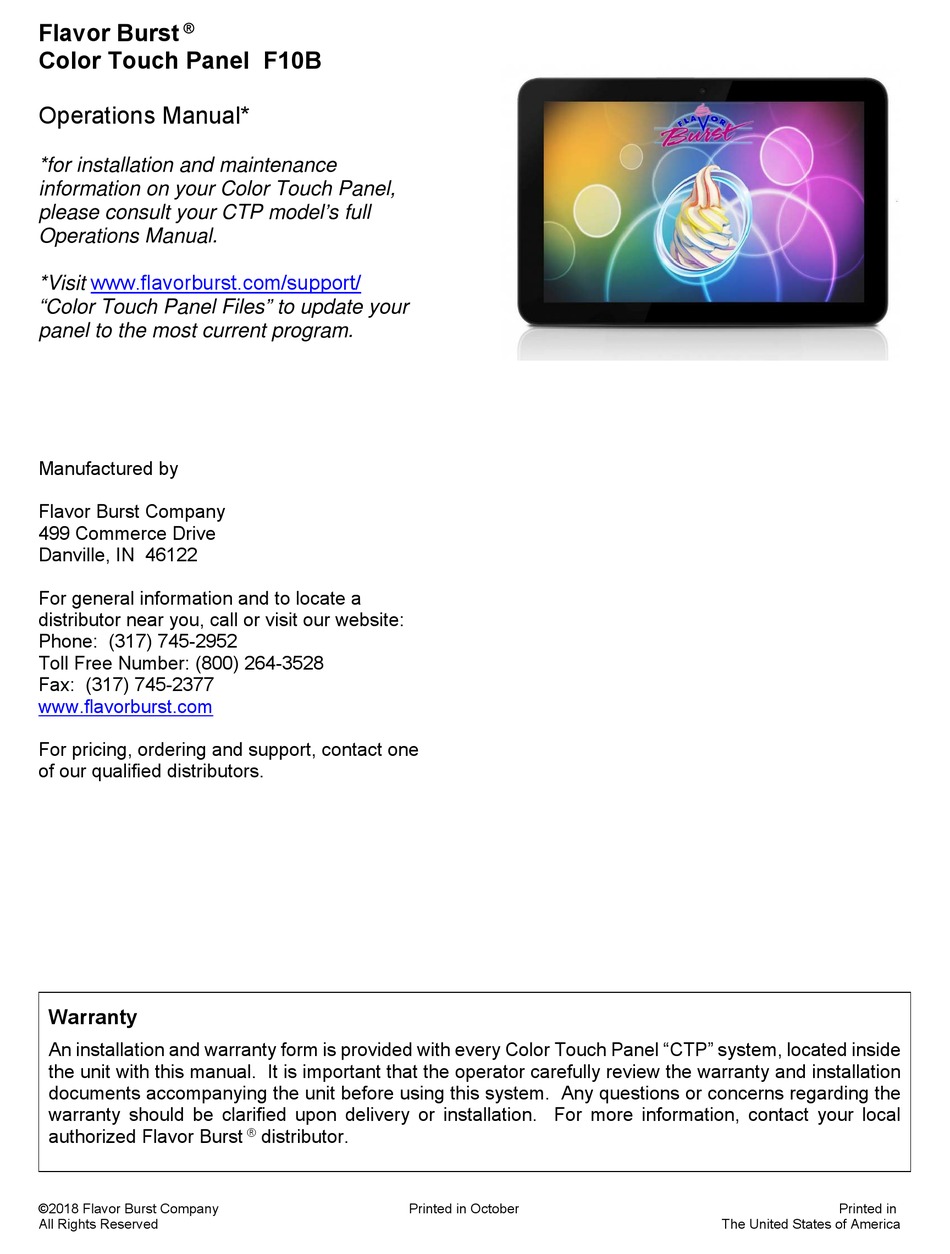 FLAVOR BURST F10B OPERATION MANUAL Pdf Download ManualsLib