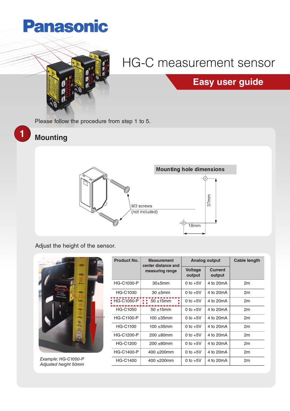 Panasonic Hg C Series Easy User Manual Pdf Download Manualslib