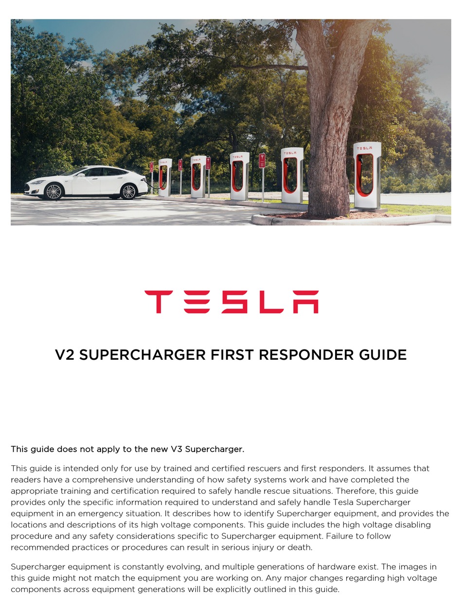 TESLA V2 SUPERCHARGER FIRST RESPONDER'S MANUAL Pdf Download ManualsLib