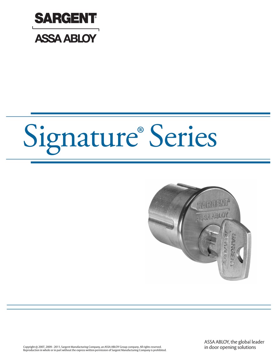ASSA ABLOY SARGENT SIGNATURE SERIES MANUAL Pdf Download ManualsLib