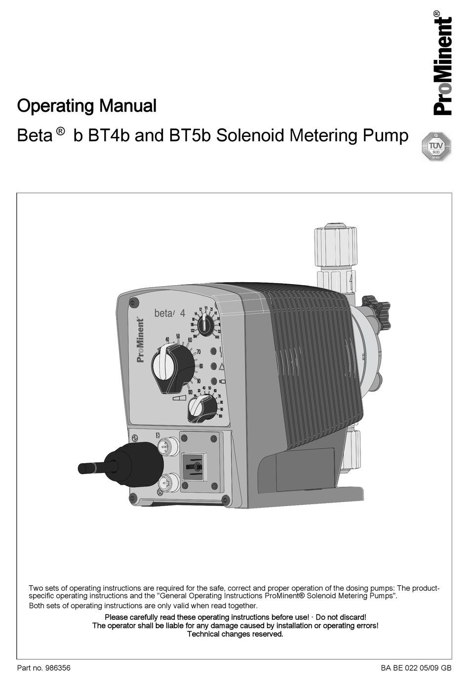 PROMINENT BETA BT4B OPERATING MANUAL Pdf Download | ManualsLib