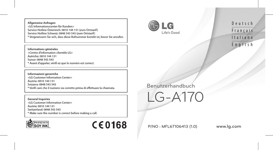 LG A170 USER MANUAL Pdf Download | ManualsLib