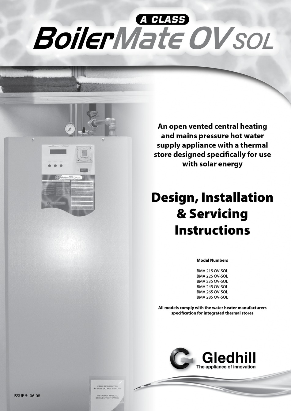 Gledhill Boilermate A Class Ov Sol Series Design Installation Servicing Instructions Pdf Download Manualslib