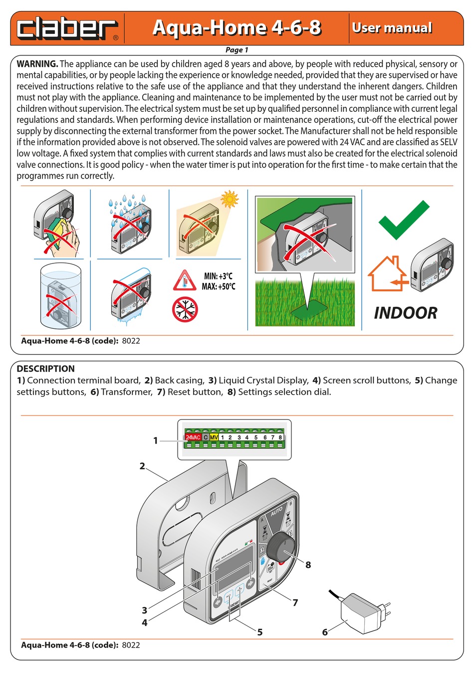 Claber Aqua Home 4 6 8 User Manual Pdf Download Manualslib Claber Aqua Home 4 6 8 User Manual Pdf Download Manualslib