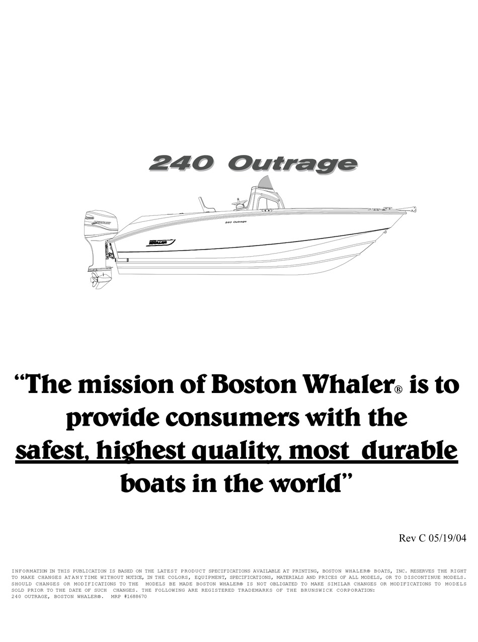 BOSTON WHALER 240 OUTRAGE MANUAL Pdf Download ManualsLib