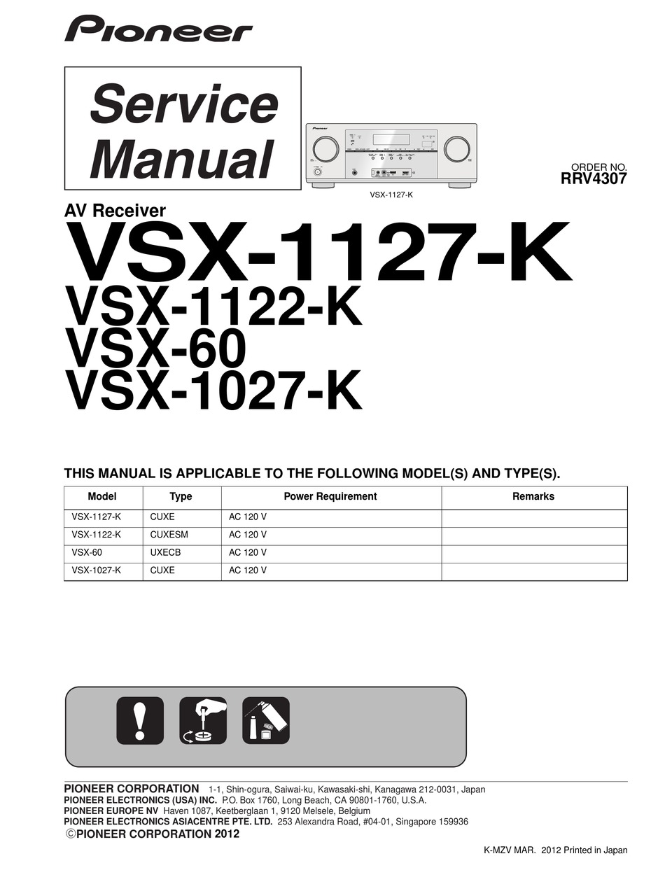 PIONEER VSX-1127-K SERVICE MANUAL Pdf Download | ManualsLib