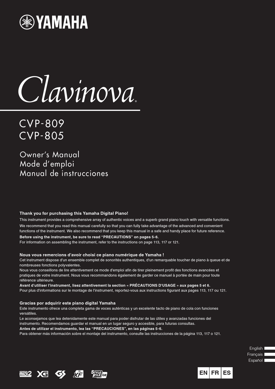 YAMAHA CLAVINOVA CVP-809 OWNER'S MANUAL Pdf Download | ManualsLib