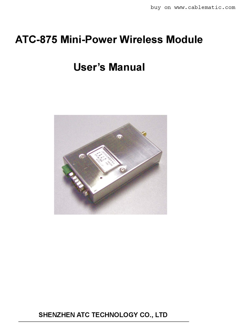 ATC -875 USER MANUAL Pdf Download | ManualsLib